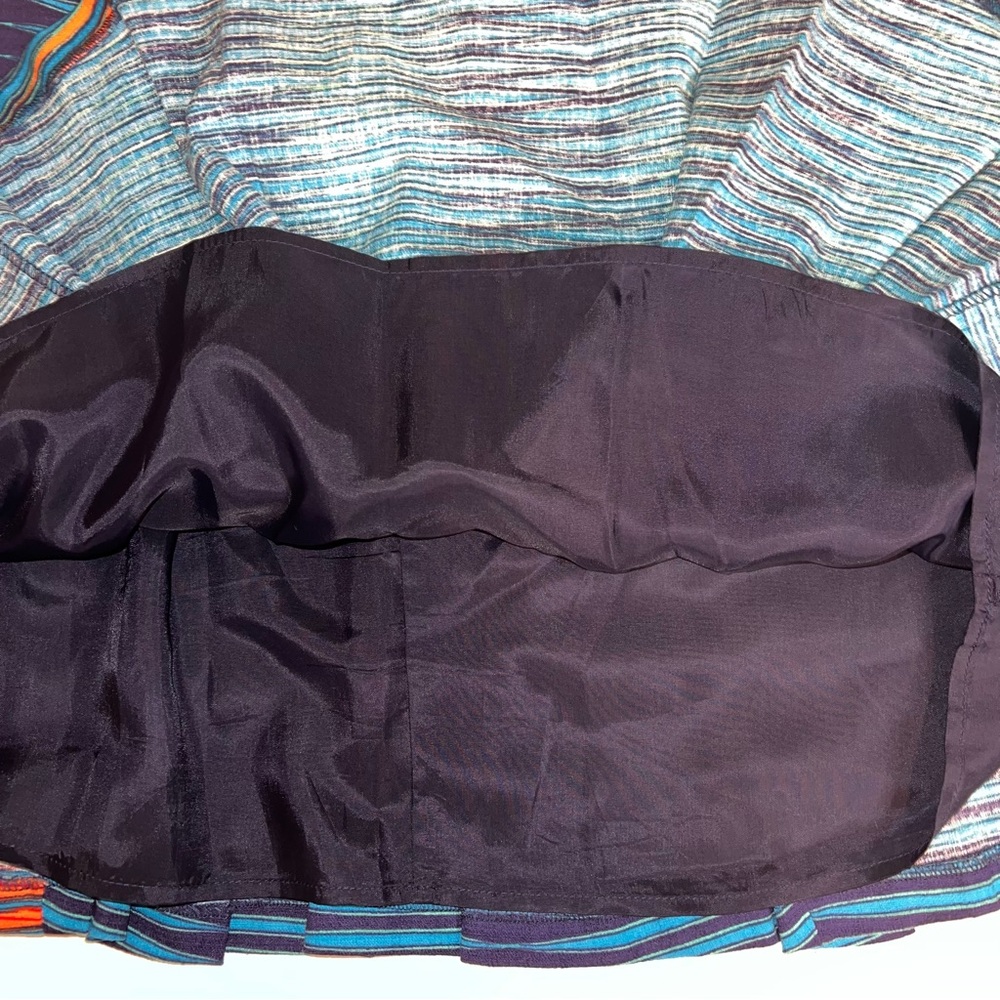 Plenty By Tracy Reese Blue and Orange A-Line Pleated Skirt Sz 4 - Picture 5 of 12